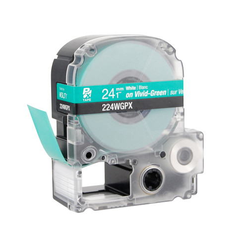 Epson 224WGPX 1" Green Glossy Polyester Label PX Tape