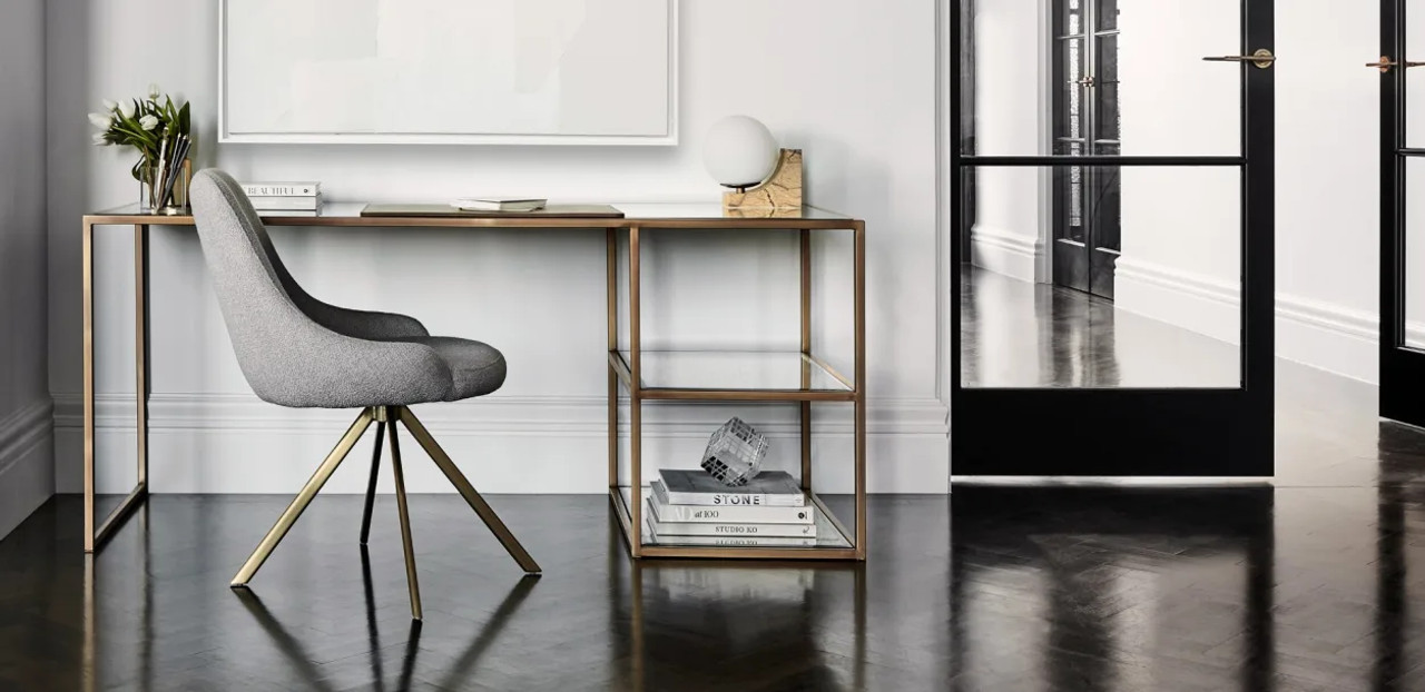 Arden Desk with Mirror - Brass