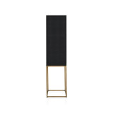 Sebastien Bar Cabinet with Black Shagreen and Antique Brass