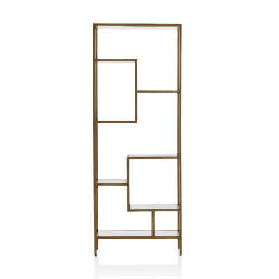 Arden Mirrored Shelving Unit - 851531637|Antiqued Brass|Front Image|2