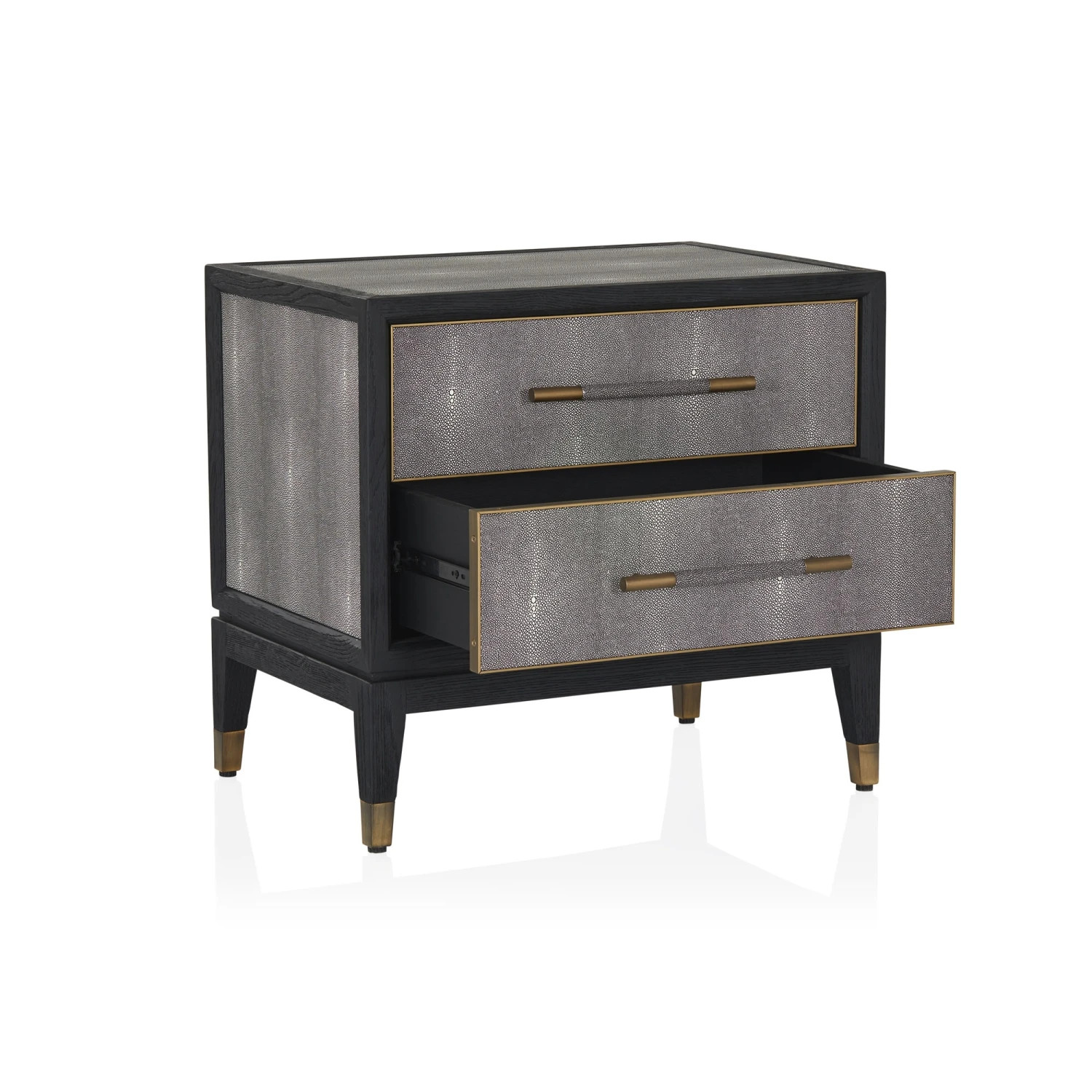 Barolo Shagreen Side Table w 2 Drawers