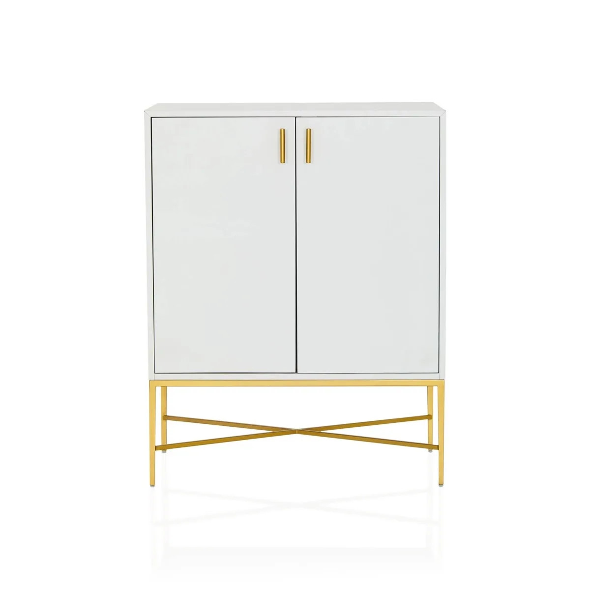 Estelle Bar Cabinet - White/Gold