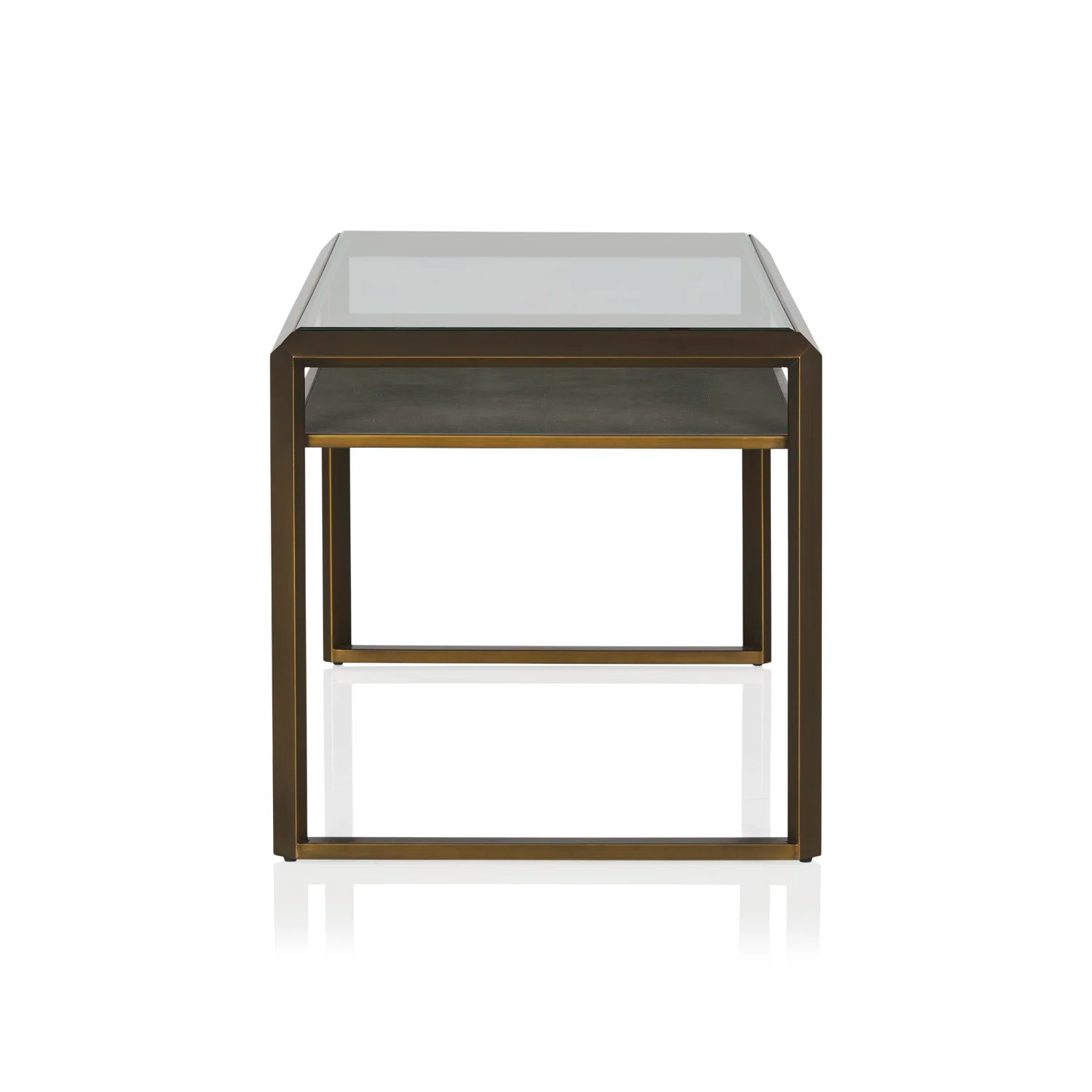 Max Desk - Grey Shagreen/Antique Brass