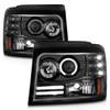 Anzo F-150 Projector Headlights w/ Halo Black w/ Side Markers and Parking Lights (1992-1996)