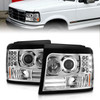 Anzo F-150 Projector Headlights w/ Halo Chrome w/ Side Markers and Parking Lights (1992-1996)