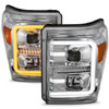 Anzo F-250/F-350/F-450 Projector Headlights w/ Plank Style Switchback Chrome w/Amber (2011-2016)