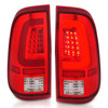 Anzo F-250 LED Taillights Chrome Housing Red/Clear Lens - Pair (2008-2016)