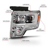 Anzo F-150 Projector Headlight Plank Style Chrome Amber (2009-2014)