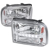 Spec-D Tuning 2LH-F25005-RS F-250 Crystal Headlights w/ SMD LED Light Strip - Chrome Housing, Clear Lens (2005-2007)