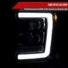 Spec-D Tuning F-250 Projector Headlights w/ LED C-Bars - Jet Black Housing, Clear Lens (2011-2016)