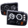 Spec-D Tuning 2LHP-F25099G-TM F-250 Dual Halo Projector Headlights - Gloss Black Housing, Smoked Lens (1999-2004)