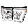 Spec-D Tuning 2LHP-F25011-TM F-250 Projector Headlights w/ LED C-Bars - Chrome Housing, Clear Lens (2011-2016)