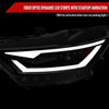 Spec-D Tuning Mustang Xenon HID Projector Headlights w/ LED Strips - Matte Black Housing, Clear Lens (2015-2017)