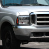 Spec-D Tuning F-250 Euro Factory Style Headlights w/ Dual LED C-Bars - Matte Black Housing, Clear Lens (1999-2004)