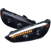 Spec-D Tuning 2LHP-FOC15G-SQ-TM Focus Projector Headlights w/ LED Strip & Sequential Turn Signals - Gloss Black Housing, Smoked Lens (2015-2018)