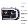 Spec-D Tuning F-250 Projector Headlights w/ LED C-Bars - Jet Black Housing, Clear Lens (1999-2004)