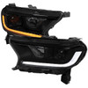Spec-D Tuning LHP-RAN19SM-SQ-RS Ranger Switchback Sequential LED Bar Projector Headlights  - Matte Black Housing, Smoked Lens (2019-2022)