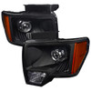 Spec-D Tuning 2LHP-F15009JM-RS F-150 Projector Headlights w/ Amber Reflectors - Matte Black Housing, Clear Lens (2009-2014)