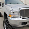 Spec-D Tuning F-250 Projector Headlights w/ SMD LED Light Strip - Chrome Housing, Clear Lens (1999-2004)