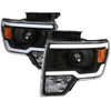 Spec-D Tuning 2LHP-F15009JM-G3-GO F-150 Projector Headlights w/ LED Bars - Matte Black Housing, Clear Lens (2009-2014)