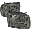 Spec-D Tuning 2LH-F25005G-ABM F-250 Crystal Headlights - Chrome Housing, Smoked Lens (2005-2007)