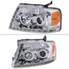 Spec-D Tuning F-150 Dual Halo Projector Headlights w/ LED Light Strip - Chrome Housing, Clear Lens (2004-2008)