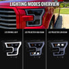 Spec-D Tuning F-150 LED Projector Headlights w/ LED DRL Light Bar - Gloss Black Housing, Smoked Lens (2015-2017)