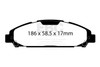 EBC Mustang EcoBoost Redstuff Front Brake Pads (2015-2023)
