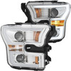 Anzo F-150 Projector Headlights w/ Plank Style Design - Chrome w/ Amber (2015-2017)