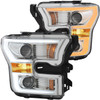 Anzo F-150 Projector Headlights w/ Plank Style Switchback - Chrome w/ Amber (2015-2017)