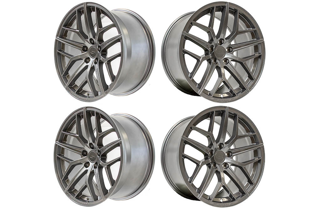 エスタシオン　デッキ　TDR ホイル Steeda Mustang Trident Gloss Titanium Square Wheel Package - 19x11