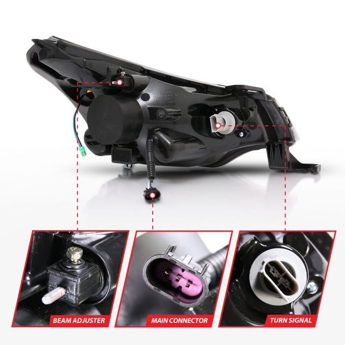 Anzo 121272 Focus Projector Headlights Black (08-11)