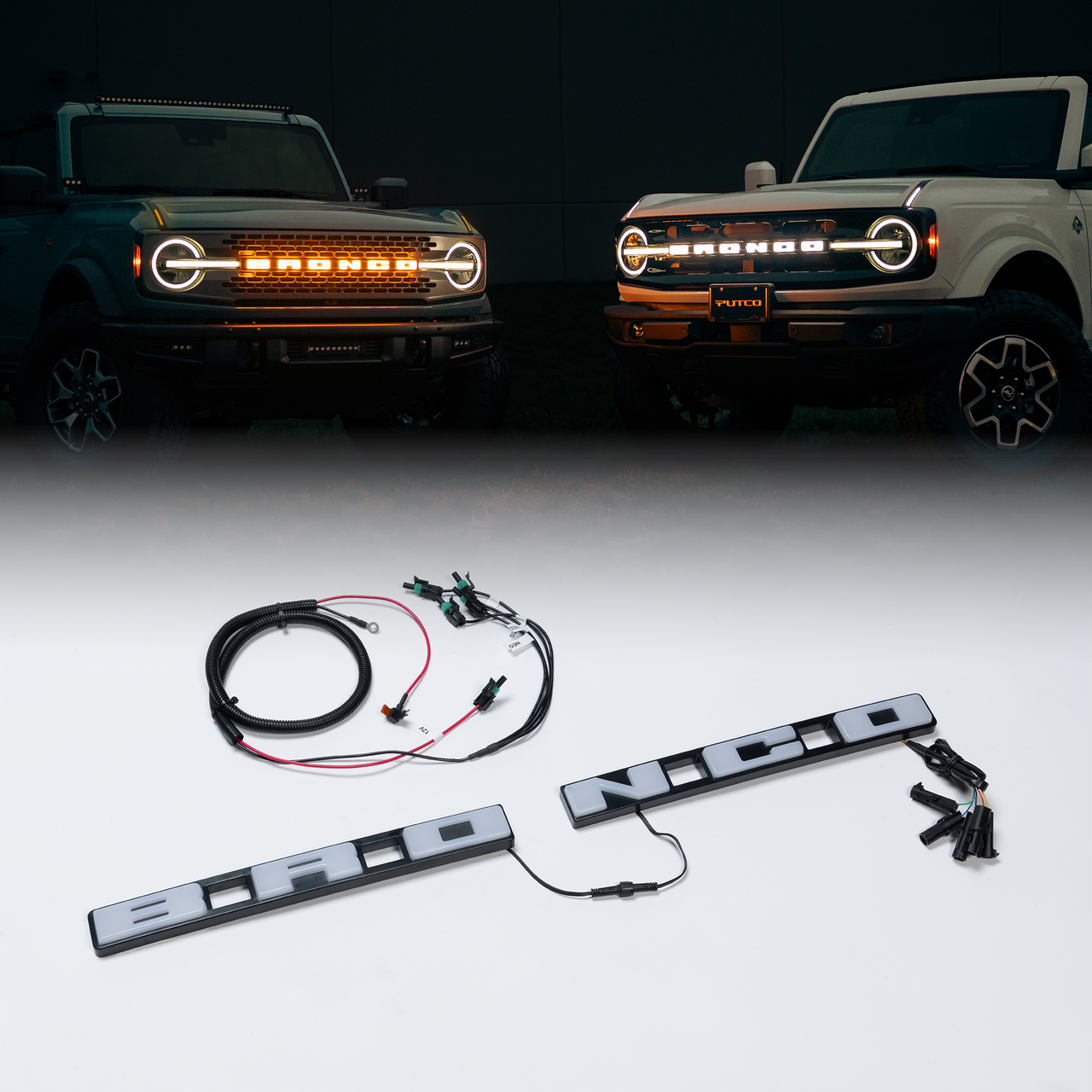 ブリキ ブロンコ Putco 92852 Bronco Luminix LED BRONCO Grille Emblem - w/ Front