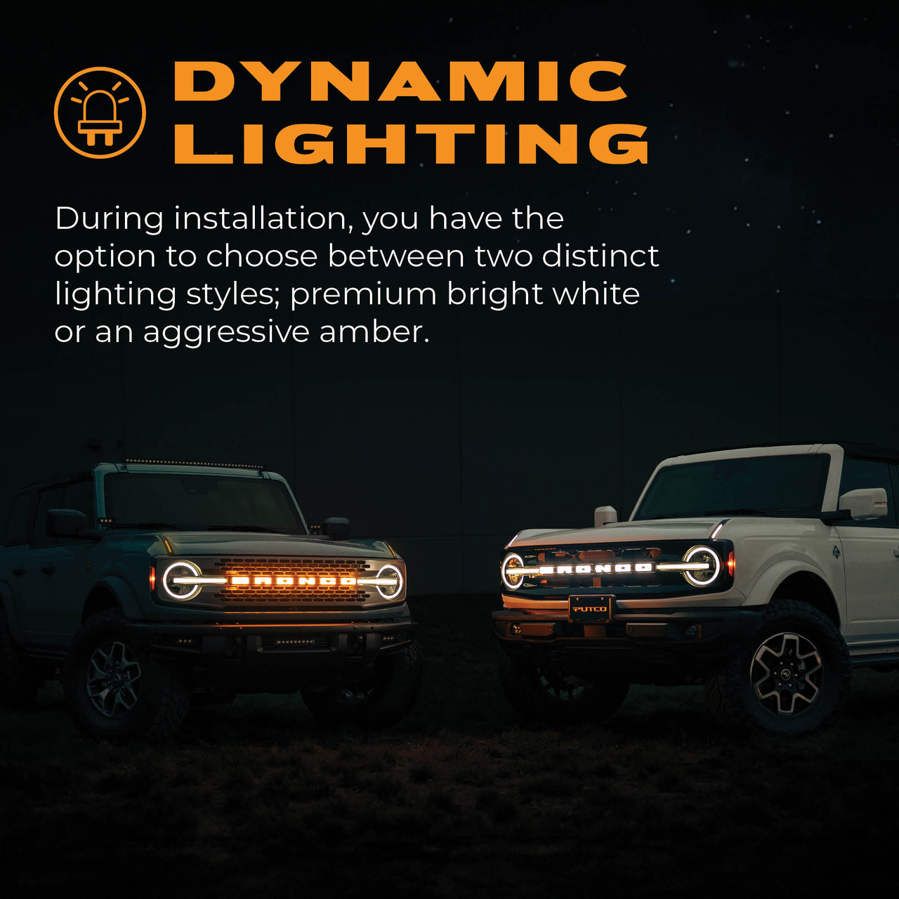 ブリキ ブロンコ Putco 92852 Bronco Luminix LED BRONCO Grille Emblem - w/ Front