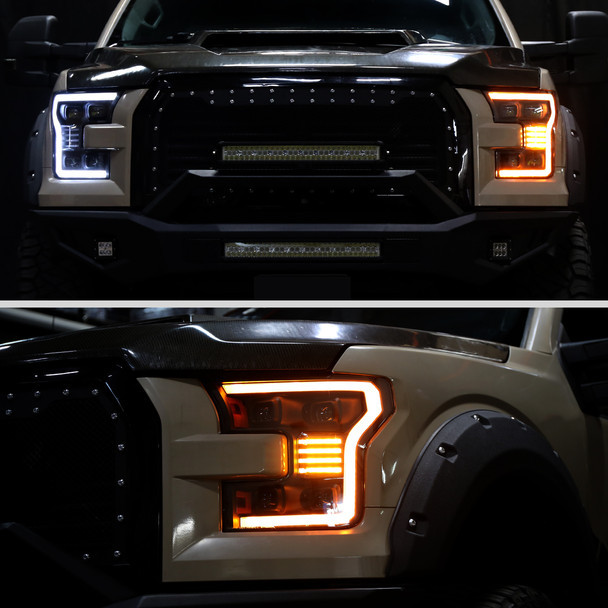 Spec-D 2LHE-F15015JM-SQ-RS F-150 Projector Headlights w/ LED
