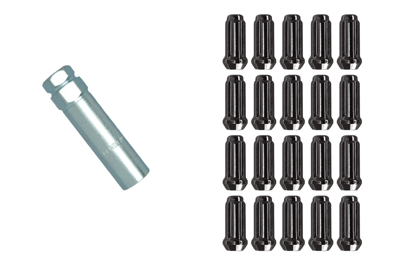 grape HW1-7pg5 12角軸オプションフルステンレス Gorilla 26143BC Mustang Duplex Small Diameter Lug Nut Kit - Black