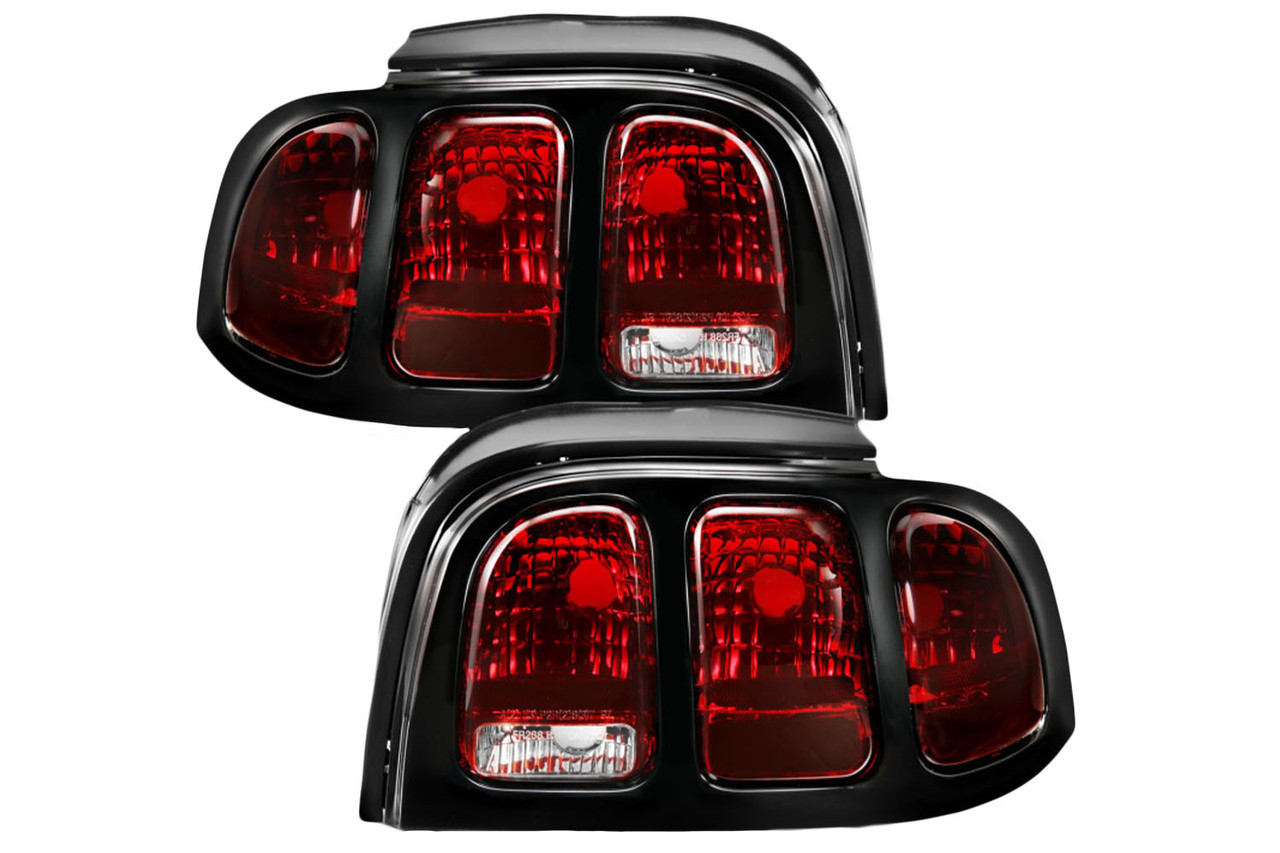 ANZO Mustang Smoked Tail Lights - Black Housing (1994-1998)