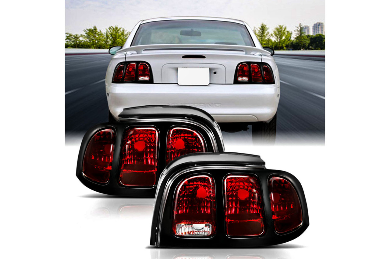 ANZO Mustang Smoked Tail Lights - Black Housing (1994-1998)