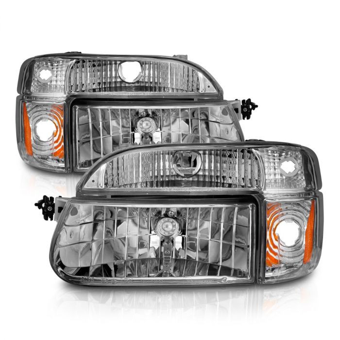Anzo 111040 Explorer Crystal Headlights Chrome w/ Corner Lights