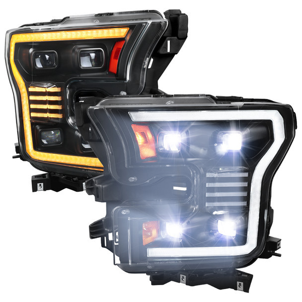 Spec-D 2LHE-F15015JM-SQ-RS F-150 Projector Headlights w/ LED