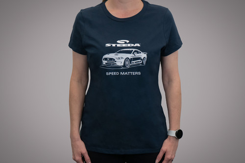 Steeda Women's Navy Mustang Scoop Neck T-Shirt