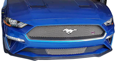 Diamond Grilles Mustang Ecoboost Stainless Grille Set w/Emblem Cutout (2018-2023)
