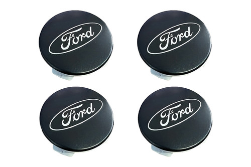 Ford Performance Satin Black and Chrome Car Wheel Center Cap Set