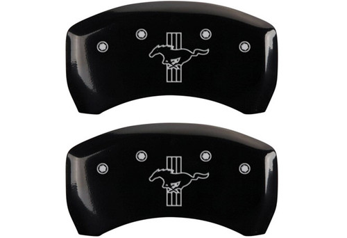 MGP Mustang GT/Bullitt/V6 Caliper Covers - Glossy Black w/ Pony Tri-Bar Logo - Front & Rear (2005-2010)