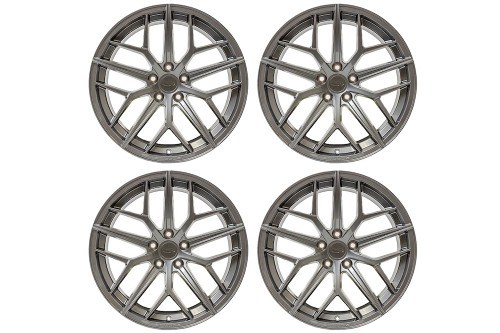 Steeda Mustang Trident Gloss Titanium Street Staggered Wheel & Tire Package - 19x10/11 (2005-2026)