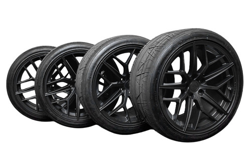 Steeda Mustang Trident Satin Black Street Staggered Wheel & Tire Package - 19x10/11 (2005-2024)