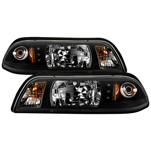 Spyder Mustang Signature Series Crystal Headlights - Black (1987-1993)