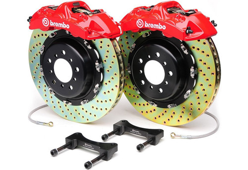 Brembo 6 Piston Red 14" Mustang Front Brake Kit - Drilled Rotors (2005-2014)