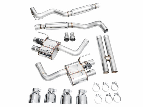 AWE Mustang Dark Horse SwitchPath Cat-Back Exhaust - Quad Chrome Silver Tips (2024-2026)