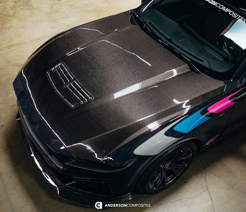 Anderson Composites Mustang Double Sided Carbon Fiber Hood (2024-2026)